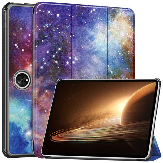 Trifold Stand Smart Case for Oppo Pad 2 , PU Leather Pattern Printing Folio Cover - Starry Sky