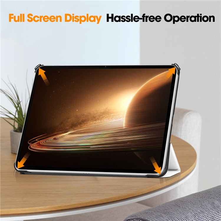 Trifold Stand Smart Case for Oppo Pad 2 , PU Leather Pattern Printing Folio Cover - Cat