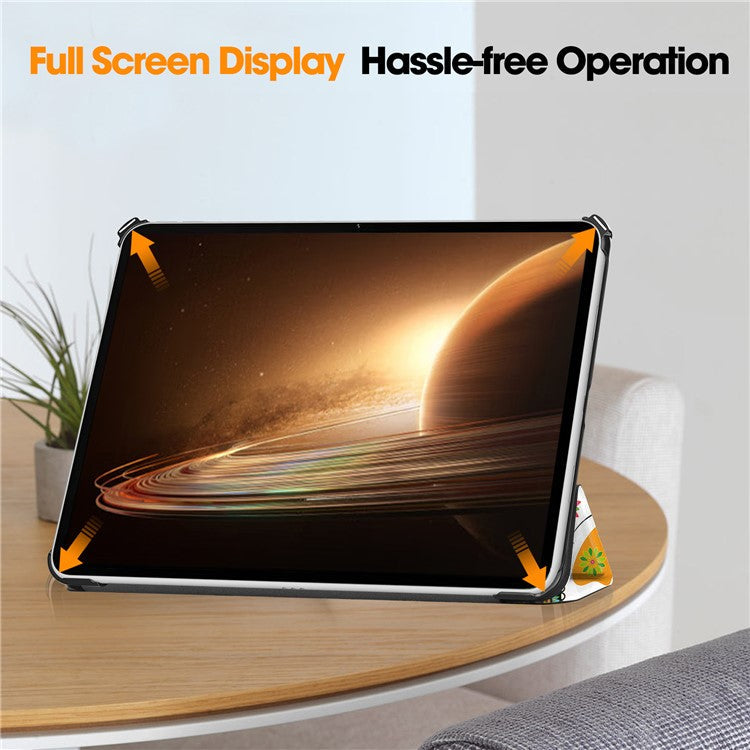 Trifold Stand Smart Case for Oppo Pad 2 , PU Leather Pattern Printing Folio Cover - Colorful Butterflies