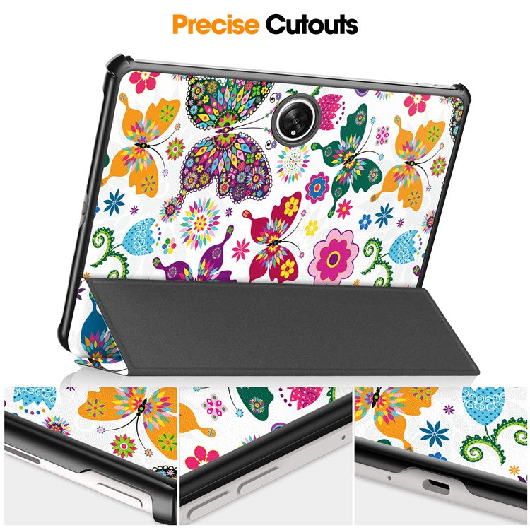 Trifold Stand Smart Case for Oppo Pad 2 , PU Leather Pattern Printing Folio Cover - Colorful Butterflies