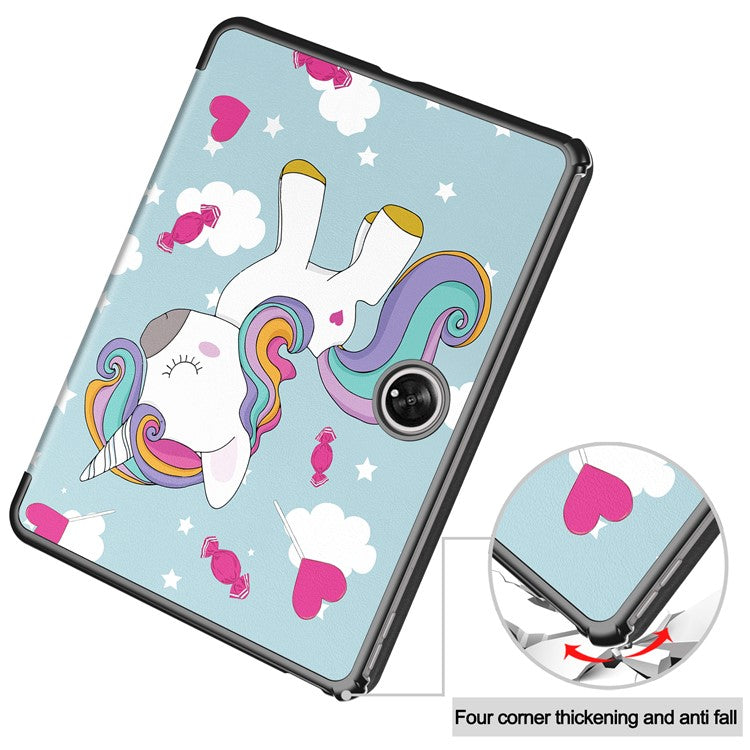 Trifold Stand Smart Case for Oppo Pad 2 , PU Leather Pattern Printing Folio Cover - Horse