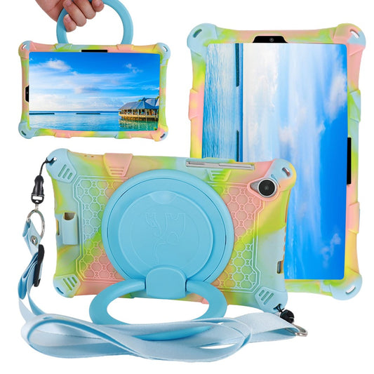 For Lenovo Tab M8 (4th Gen) 2024 TB-301XU / M8 (4th Gen) 2023 TB-300FU PC + Silicone Tablet Case Kickstand Cover - Camouflage Pink / Baby Blue