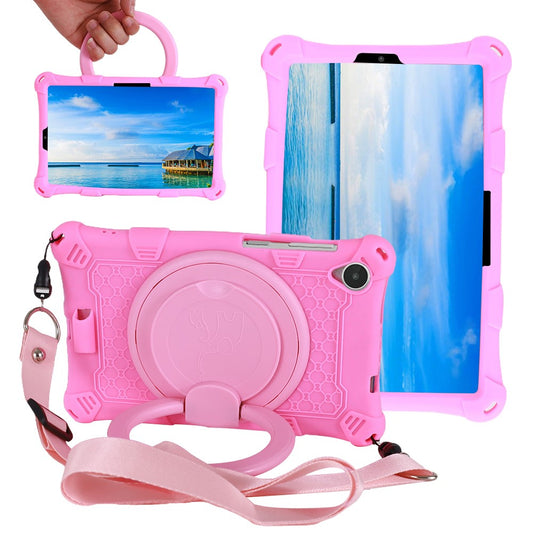 For Lenovo Tab M8 (4th Gen) 2024 TB-301XU / M8 (4th Gen) 2023 TB-300FU PC + Silicone Tablet Case Kickstand Cover - Pink