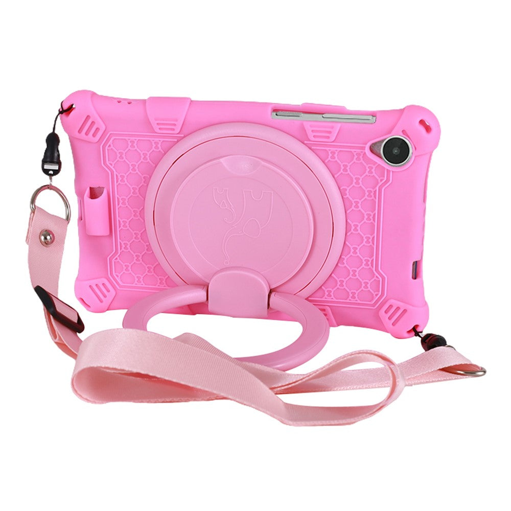 For Lenovo Tab M8 (4th Gen) 2024 TB-301XU / M8 (4th Gen) 2023 TB-300FU PC + Silicone Tablet Case Kickstand Cover - Pink