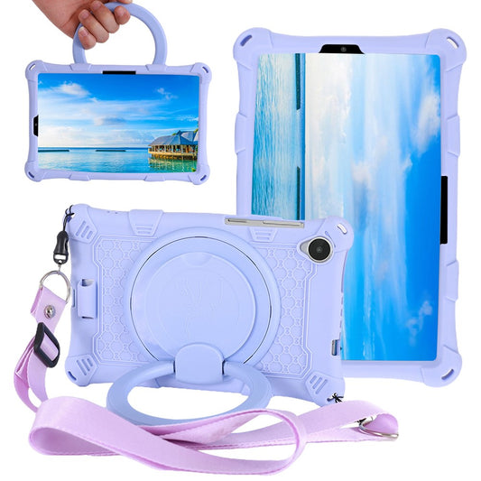For Lenovo Tab M8 (4th Gen) 2024 TB-301XU / M8 (4th Gen) 2023 TB-300FU PC + Silicone Tablet Case Kickstand Cover - Purple