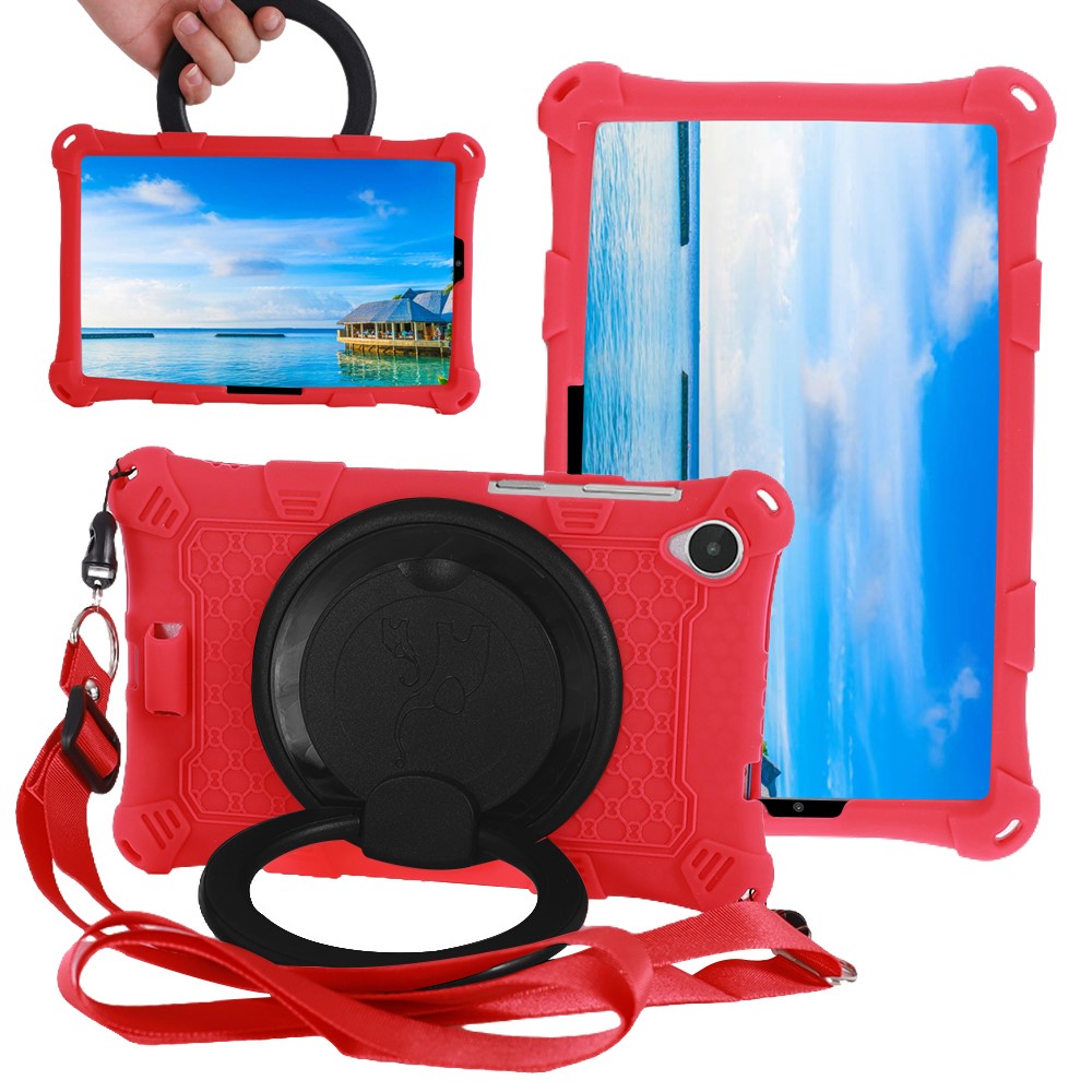 For Lenovo Tab M8 (4th Gen) 2024 TB-301XU / M8 (4th Gen) 2023 TB-300FU PC + Silicone Tablet Case Kickstand Cover - Red