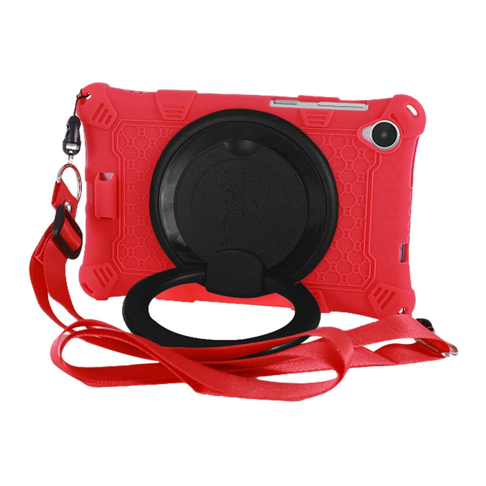 For Lenovo Tab M8 (4th Gen) 2024 TB-301XU / M8 (4th Gen) 2023 TB-300FU PC + Silicone Tablet Case Kickstand Cover - Red