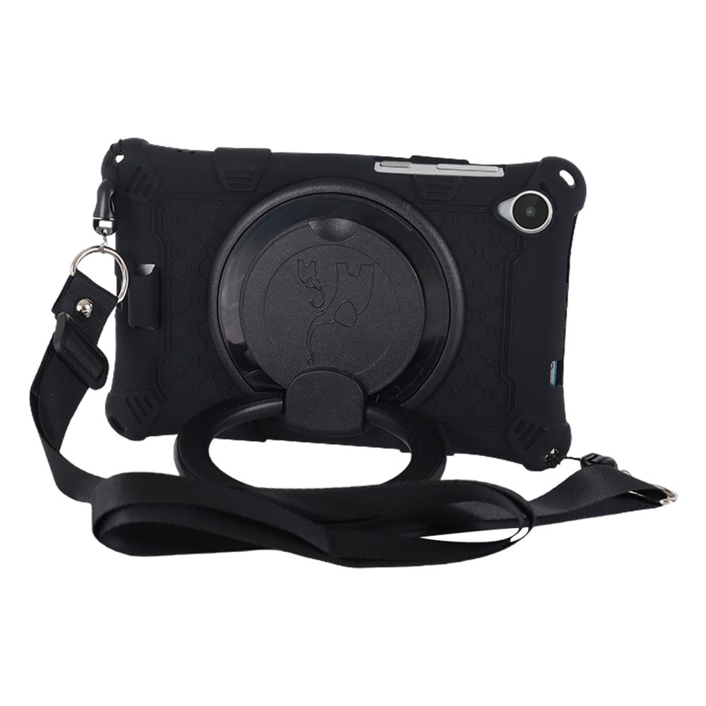 For Lenovo Tab M8 (4th Gen) 2024 TB-301XU / M8 (4th Gen) 2023 TB-300FU PC + Silicone Tablet Case Kickstand Cover - Black