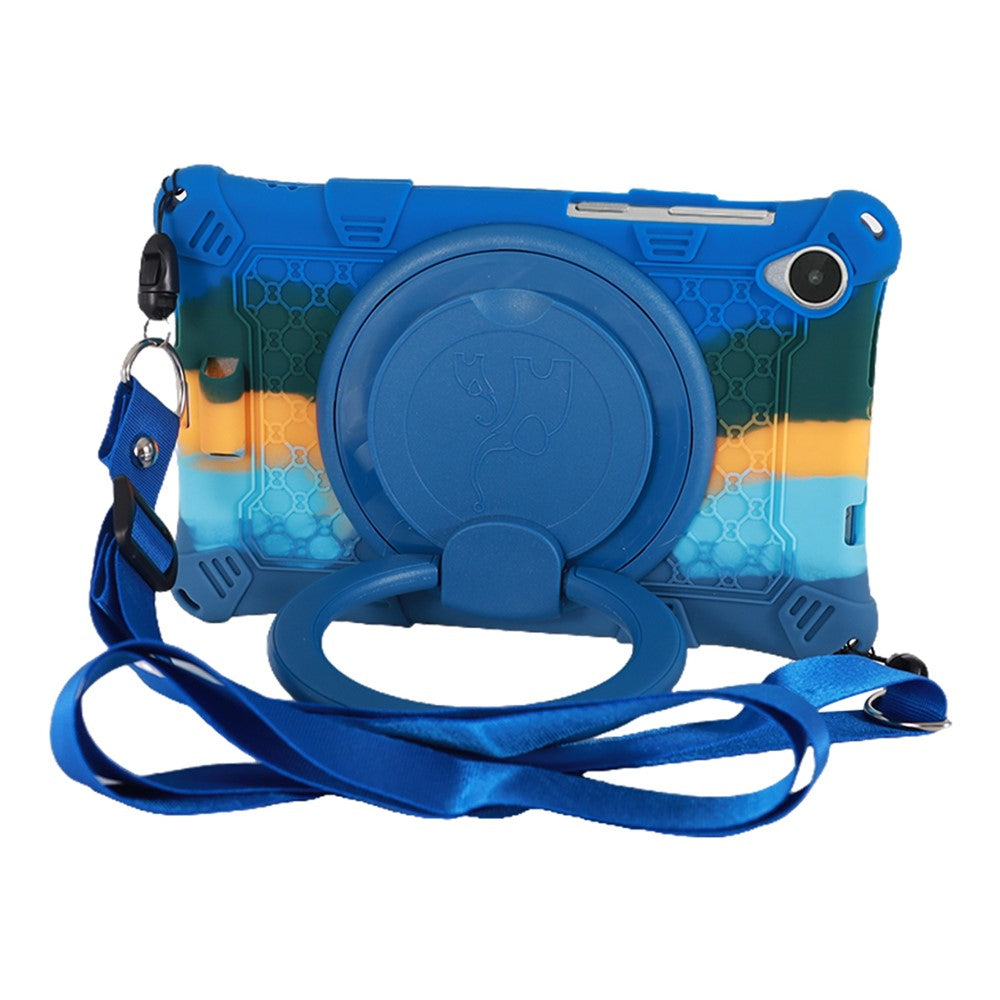 For Lenovo Tab M8 (4th Gen) 2024 TB-301XU / M8 (4th Gen) 2023 TB-300FU PC + Silicone Tablet Case Kickstand Cover - Colorful Dark Blue