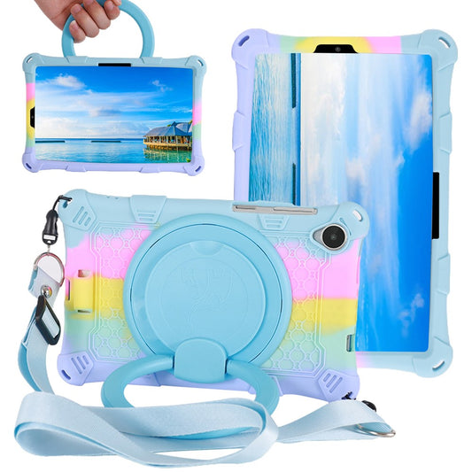 For Lenovo Tab M8 (4th Gen) 2024 TB-301XU / M8 (4th Gen) 2023 TB-300FU PC + Silicone Tablet Case Kickstand Cover - Colorful Baby Blue