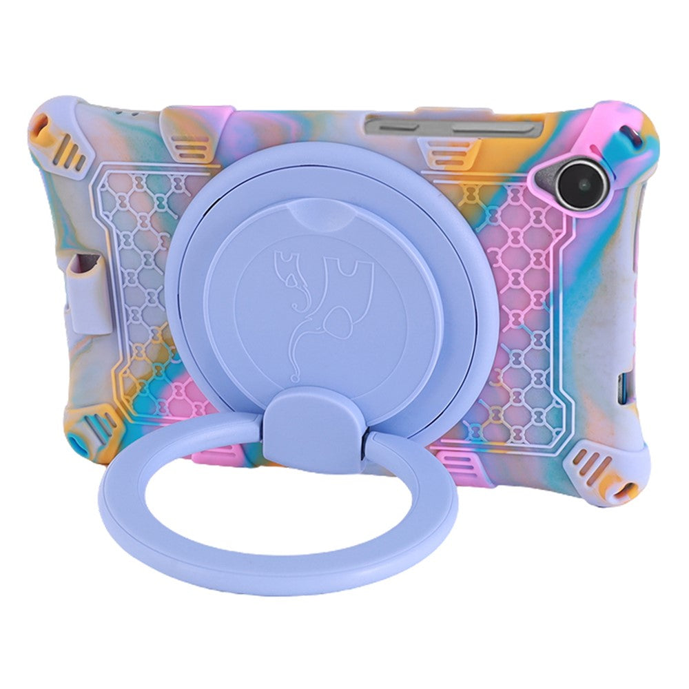 For Lenovo Tab M8 (4th Gen) 2024 TB-301XU / M8 (4th Gen) 2023 TB-300FU PC + Silicone Tablet Case Kickstand Cover - Camouflage Rose / Light Purple