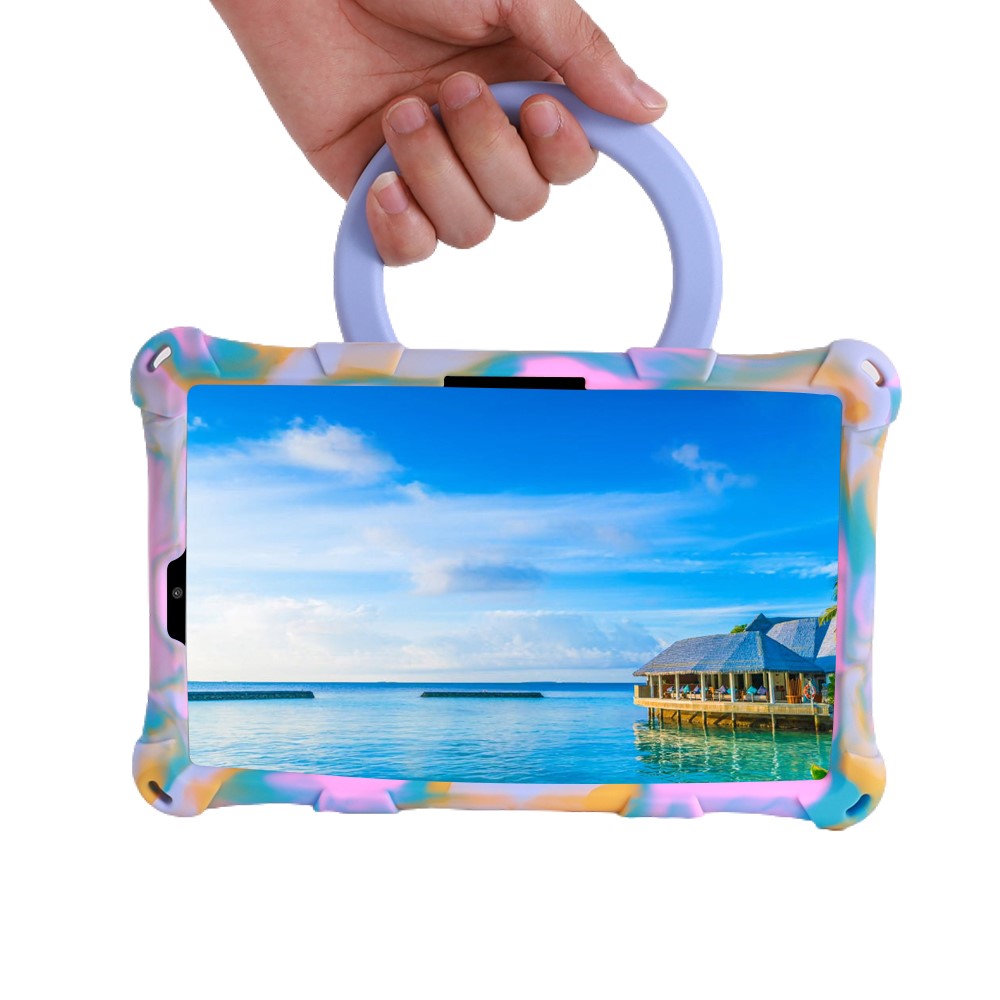 For Lenovo Tab M8 (4th Gen) 2024 TB-301XU / M8 (4th Gen) 2023 TB-300FU PC + Silicone Tablet Case Kickstand Cover - Camouflage Rose / Light Purple