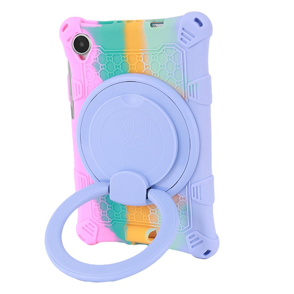 For Lenovo Tab M8 (4th Gen) 2024 TB-301XU / M8 (4th Gen) 2023 TB-300FU PC + Silicone Tablet Case Hand Grip Kickstand Cover - Colorful Pink
