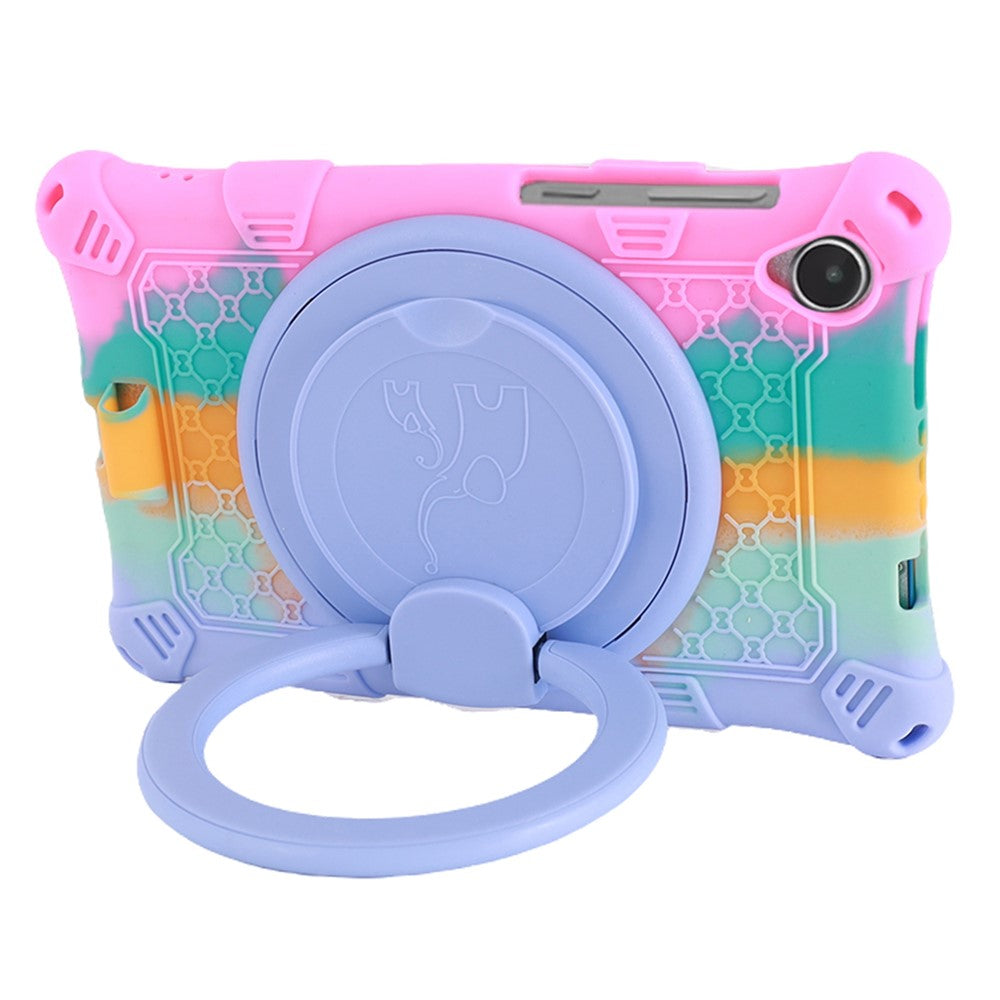 For Lenovo Tab M8 (4th Gen) 2024 TB-301XU / M8 (4th Gen) 2023 TB-300FU PC + Silicone Tablet Case Hand Grip Kickstand Cover - Colorful Pink