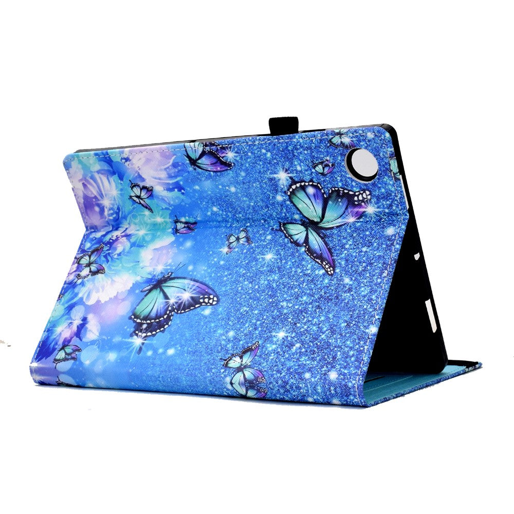 For Lenovo Tab M10 (Gen 3) PU Leather Tablet Case Pattern Printing Stand Card Holder Cover with Elastic Band - Flower and Butterfly