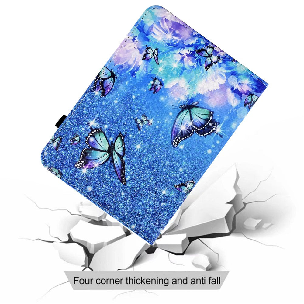 For Lenovo Tab M10 (Gen 3) PU Leather Tablet Case Pattern Printing Stand Card Holder Cover with Elastic Band - Flower and Butterfly