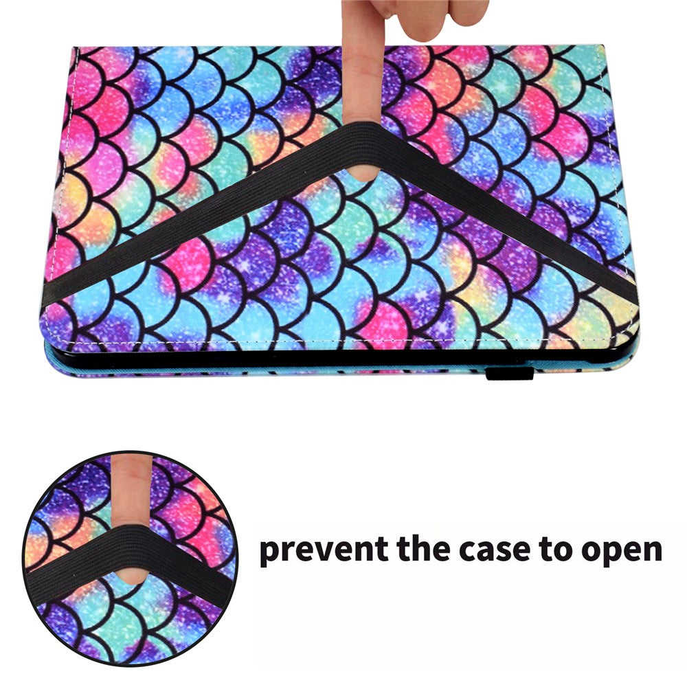 For Lenovo Tab M10 (Gen 3) PU Leather Tablet Case Pattern Printing Stand Card Holder Cover with Elastic Band - Wavy Pattern