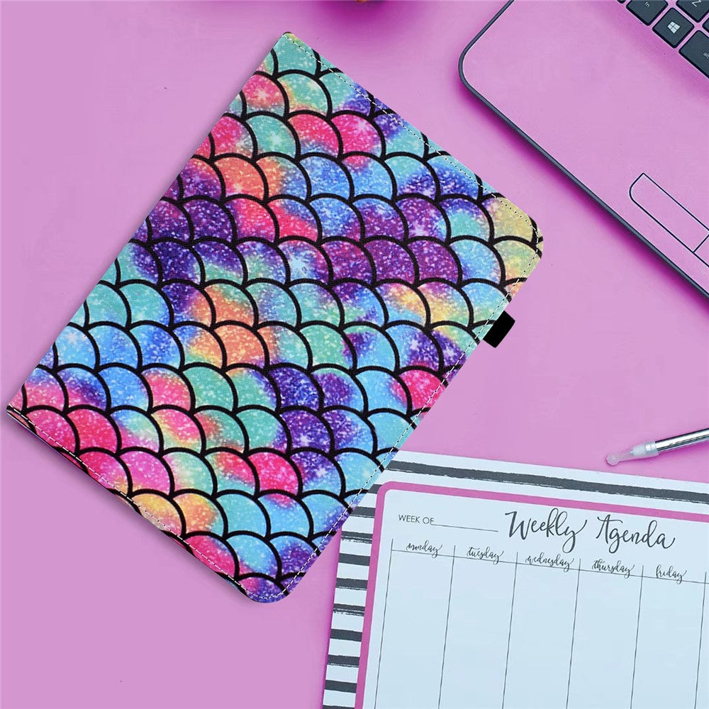 For Lenovo Tab M10 (Gen 3) PU Leather Tablet Case Pattern Printing Stand Card Holder Cover with Elastic Band - Wavy Pattern