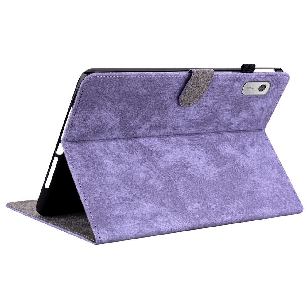 PU Leather Case for Lenovo Tab M9 Cute Tiger Pattern Tablet Protective Sleeve with Stand / Card Holder - Purple