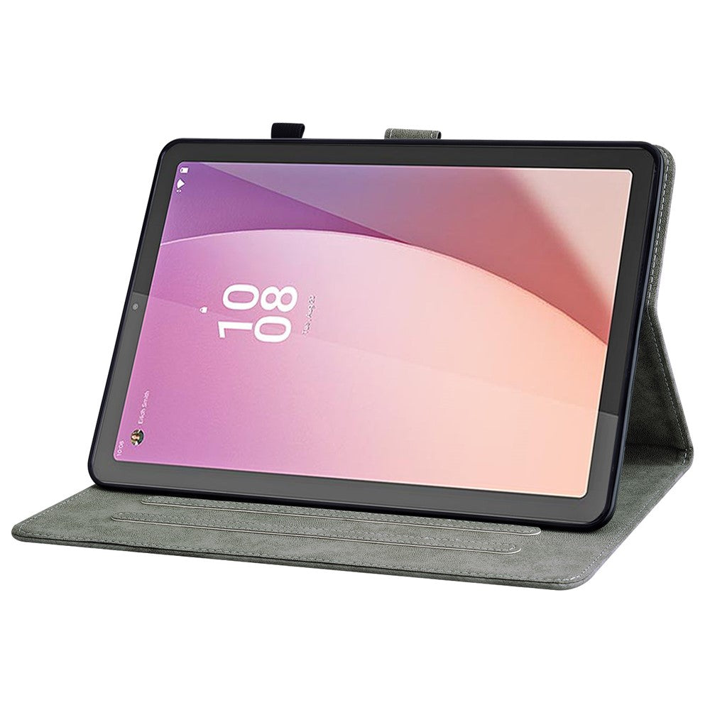 PU Leather Case for Lenovo Tab M9 Cute Tiger Pattern Tablet Protective Sleeve with Stand / Card Holder - Brown