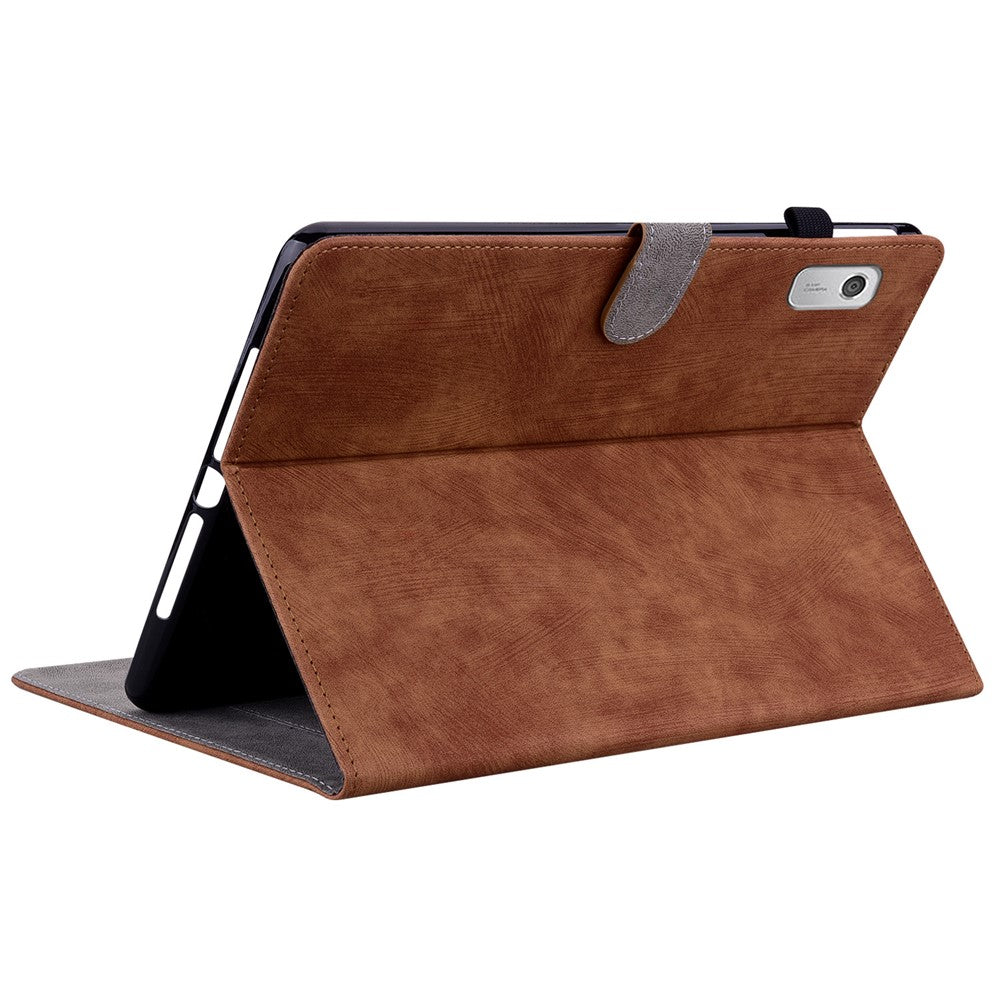 PU Leather Case for Lenovo Tab M9 Cute Tiger Pattern Tablet Protective Sleeve with Stand / Card Holder - Brown