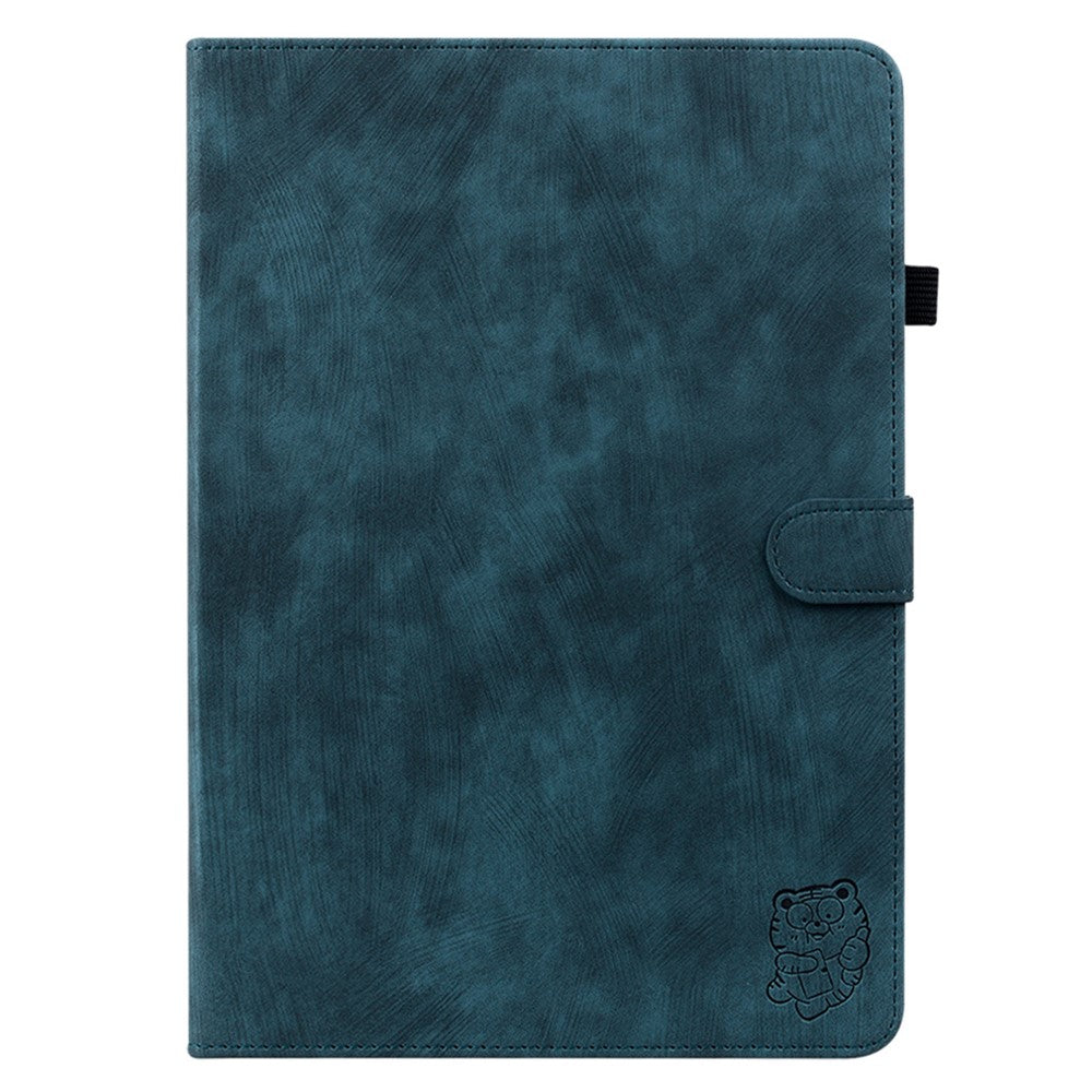 For Lenovo Tab M8 (4th Gen) 2024 TB-301XU / M8 (4th Gen) 2023 TB-300FU PU Leather Tablet Case Cute Tiger Pattern Stand Cover - Dark Blue