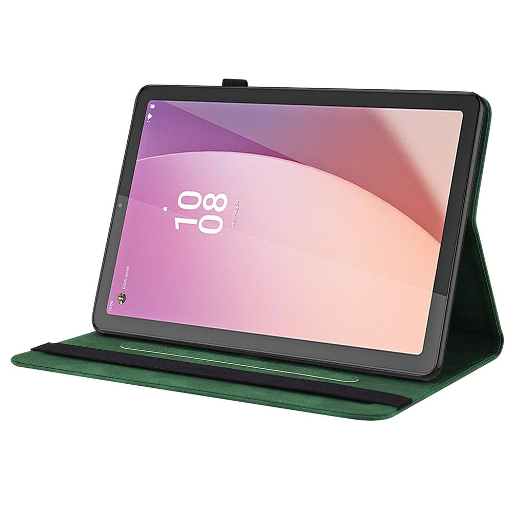 For Lenovo Tab M8 (4th Gen) 2024 TB-301XU / M8 (4th Gen) 2023 TB-300FU Stand Leather Tablet Case Imprinted Butterfly Flower Cover - Green