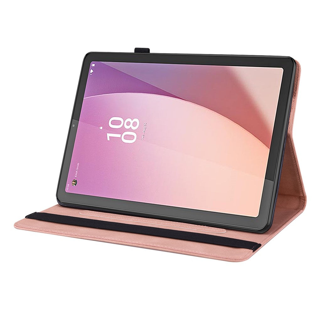 For Lenovo Tab M8 (4th Gen) 2024 TB-301XU / M8 (4th Gen) 2023 TB-300FU Stand Leather Tablet Case Imprinted Butterfly Flower Cover - Pink