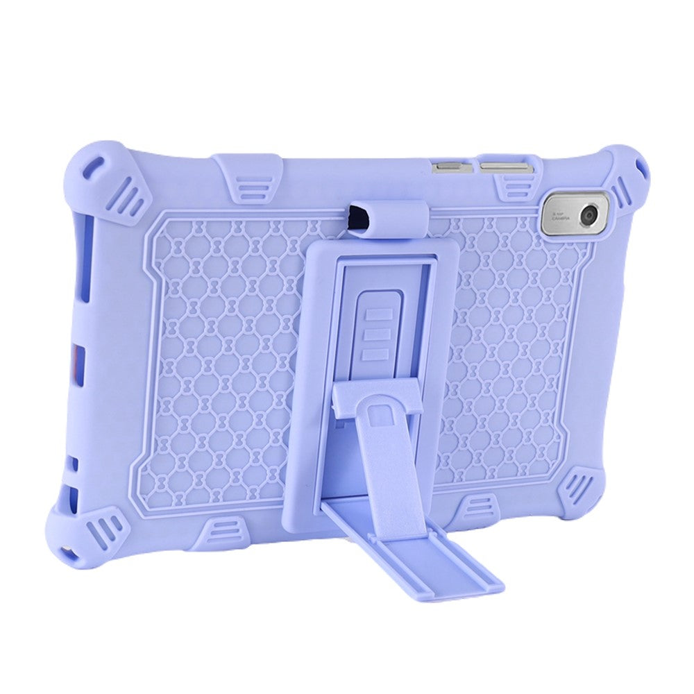 For Lenovo Tab M9 PC + Silicone Shock-Resistant Tablet Case Adjustable Kickstand Cover with Shoulder Strap - Purple