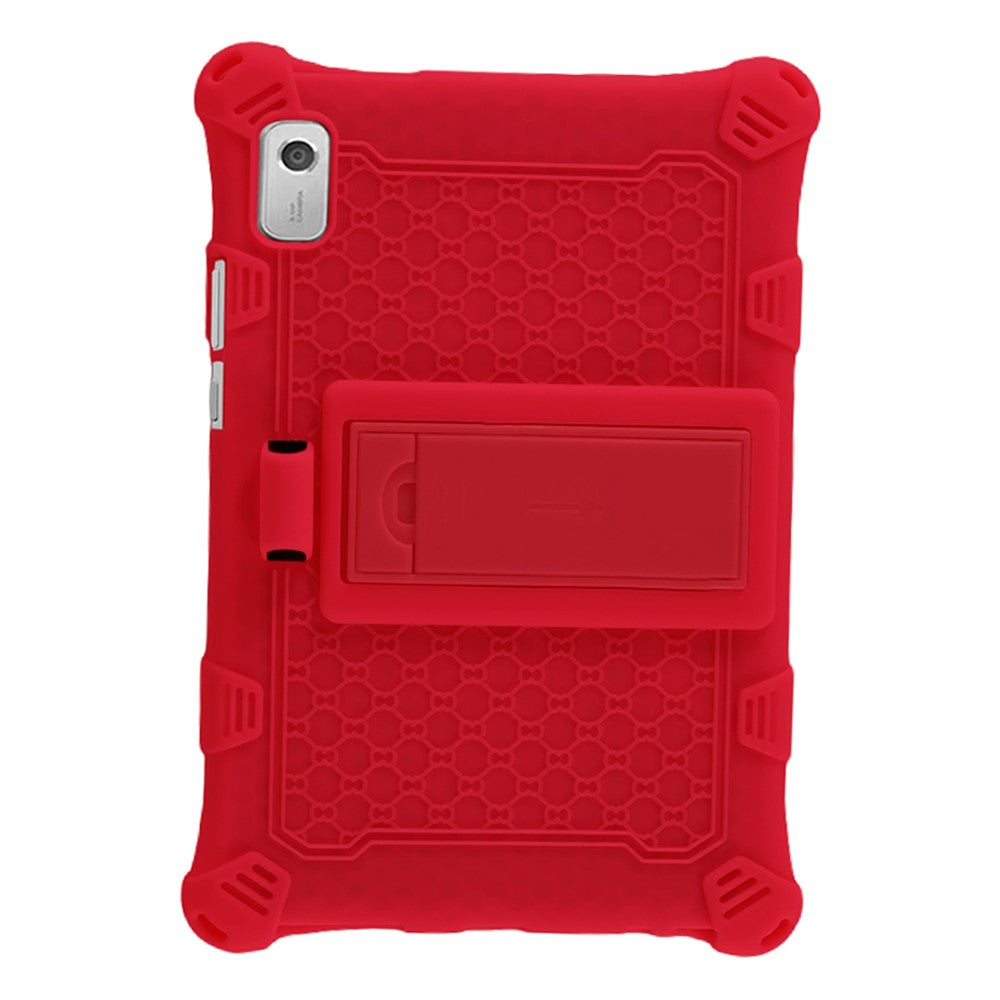 For Lenovo Tab M9 PC + Silicone Shock-Resistant Tablet Case Adjustable Kickstand Cover with Shoulder Strap - Red