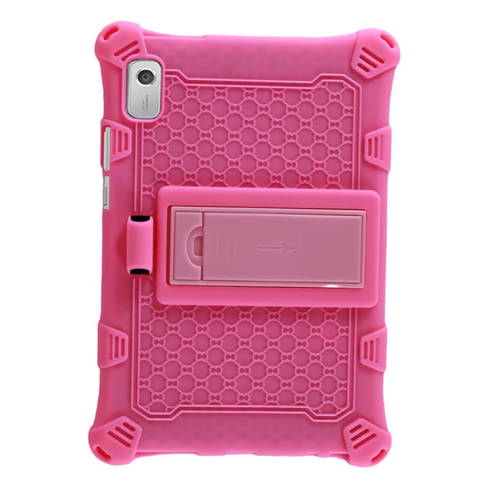 For Lenovo Tab M9 PC + Silicone Shock-Resistant Tablet Case Adjustable Kickstand Cover with Shoulder Strap - Pink
