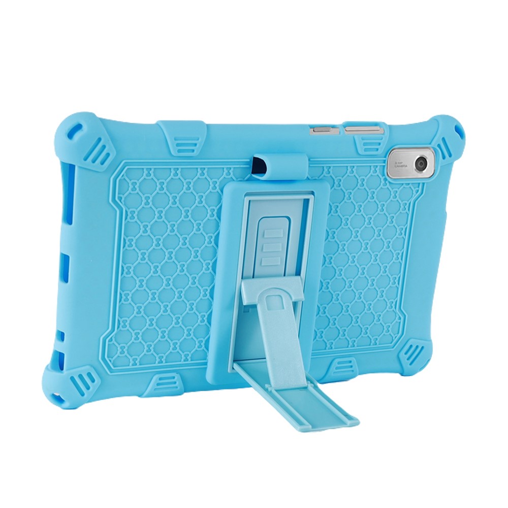 For Lenovo Tab M9 PC + Silicone Shock-Resistant Tablet Case Adjustable Kickstand Cover with Shoulder Strap - Blue