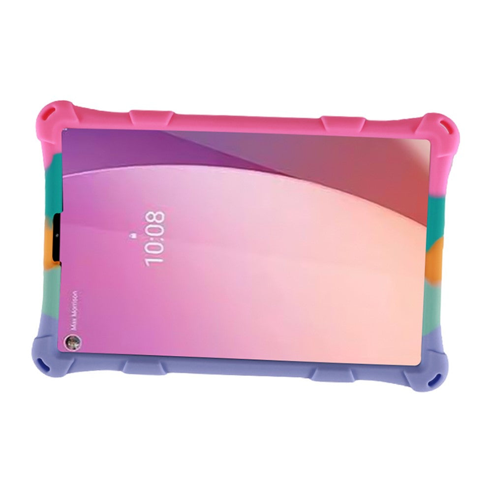 For Lenovo Tab M9 PC + Silicone Shock-Resistant Tablet Case Adjustable Kickstand Cover with Shoulder Strap - Colorful Pink