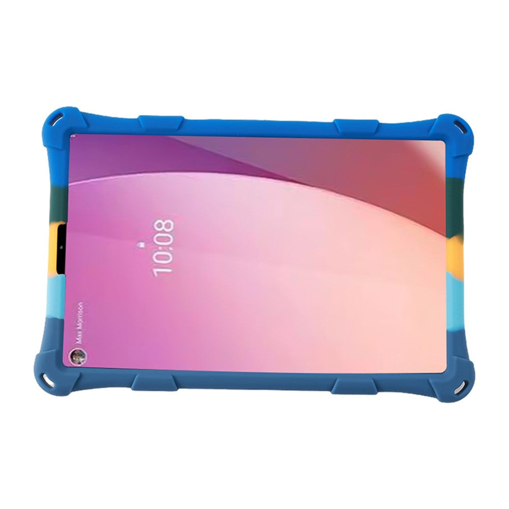 For Lenovo Tab M9 PC + Silicone Shock-Resistant Tablet Case Adjustable Kickstand Cover with Shoulder Strap - Colorful Dark Blue
