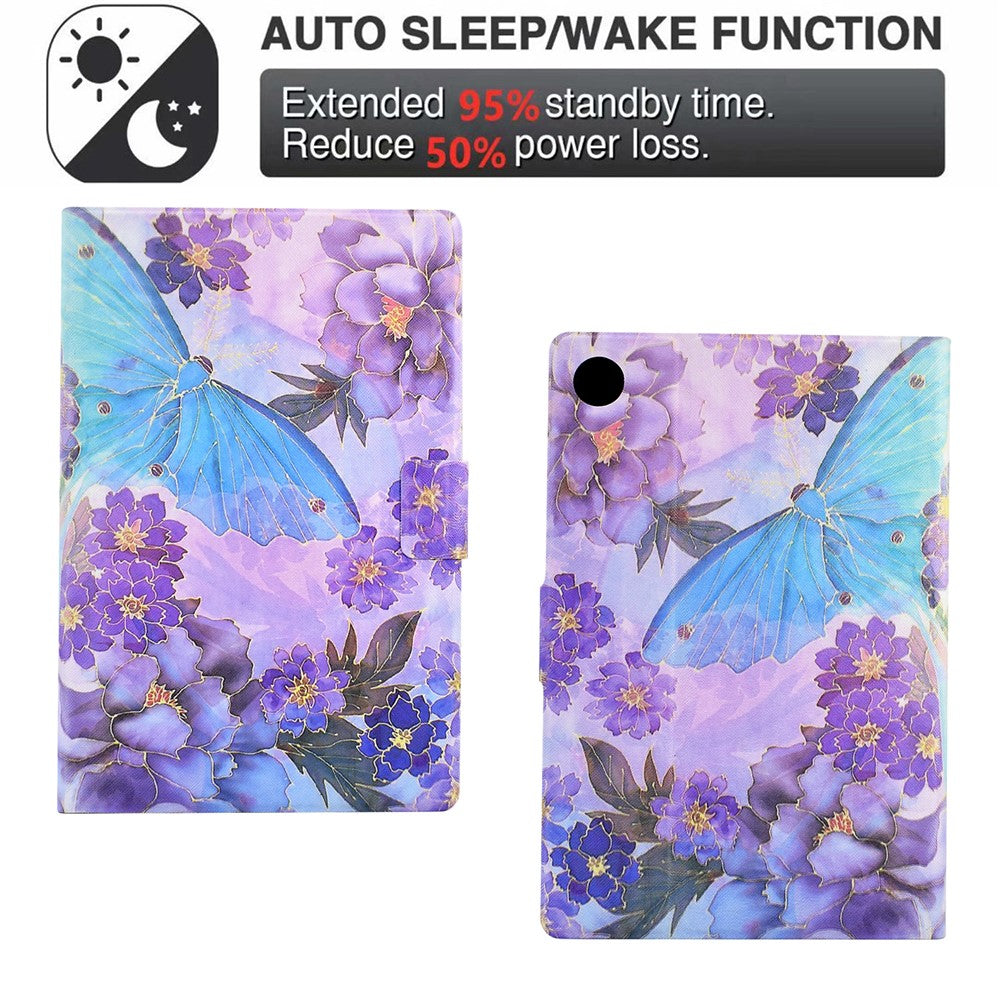For Lenovo Tab M10 Plus (3rd Gen) / Xiaoxin Pad 2022 10.6 inch Card Slot Tablet Case PU Leather Pattern Printed Stand Cover - Peony Butterfly
