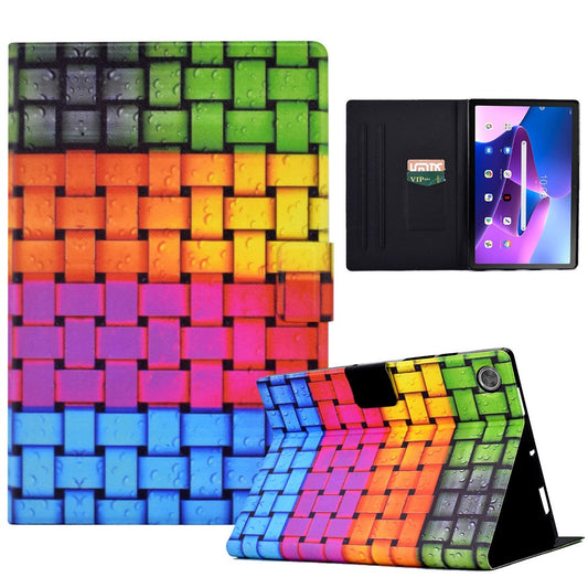 For Lenovo Tab M10 Plus (3rd Gen) / Xiaoxin Pad 2022 10.6 inch Card Slot Tablet Case PU Leather Pattern Printed Stand Cover - Knitted Strip