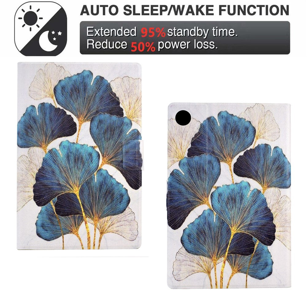 For Lenovo Tab M10 Plus (3rd Gen) / Xiaoxin Pad 2022 10.6 inch Card Slot Tablet Case PU Leather Pattern Printed Stand Cover - Leaf