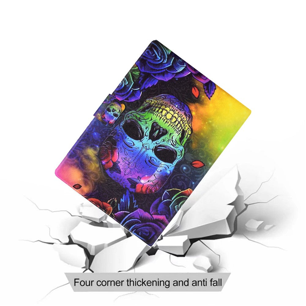 For Lenovo Tab M10 Plus (3rd Gen) / Xiaoxin Pad 2022 10.6 inch Card Slot Tablet Case PU Leather Pattern Printed Stand Cover - Skull