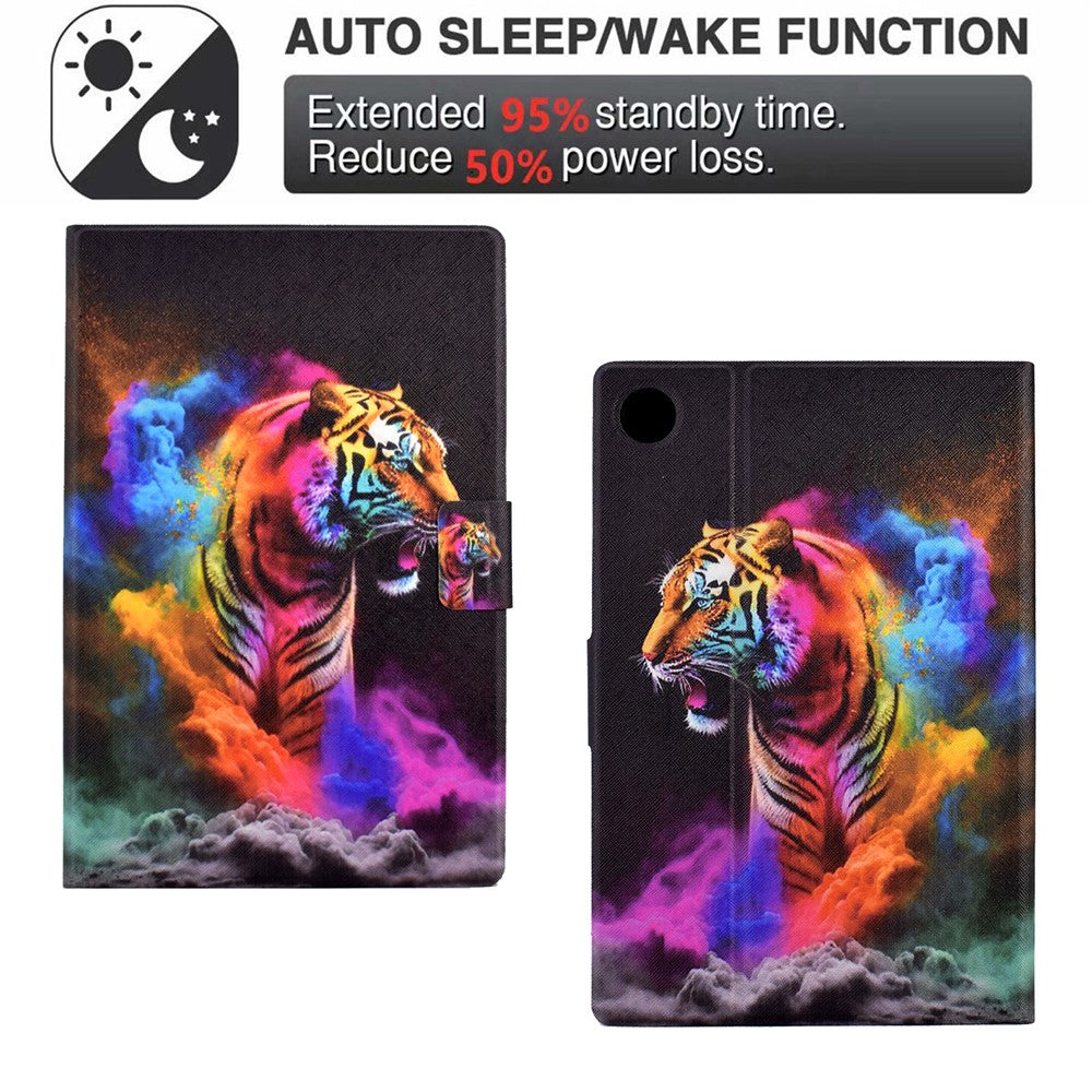 For Lenovo Tab M10 Plus (3rd Gen) / Xiaoxin Pad 2022 10.6 inch Card Slot Tablet Case PU Leather Pattern Printed Stand Cover - Colorful Tiger