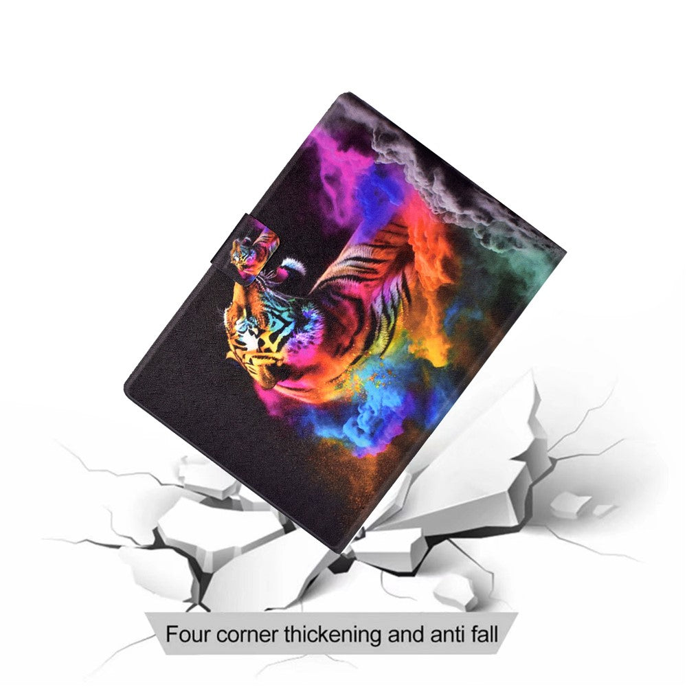 For Lenovo Tab M10 Plus (3rd Gen) / Xiaoxin Pad 2022 10.6 inch Card Slot Tablet Case PU Leather Pattern Printed Stand Cover - Colorful Tiger