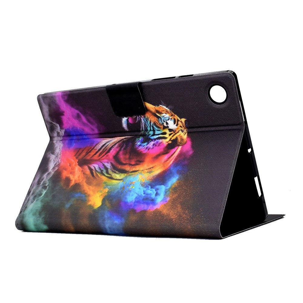 Protective Case for Lenovo Tab M10 (Gen 3) PU Leather Flip Cover Pattern Printed Tablet Stand Case with Card Slots - Colorful Tiger