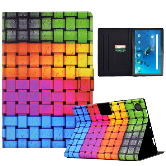 Protective Case for Lenovo Tab M10 (Gen 3) PU Leather Flip Cover Pattern Printed Tablet Stand Case with Card Slots - Knitted Strip