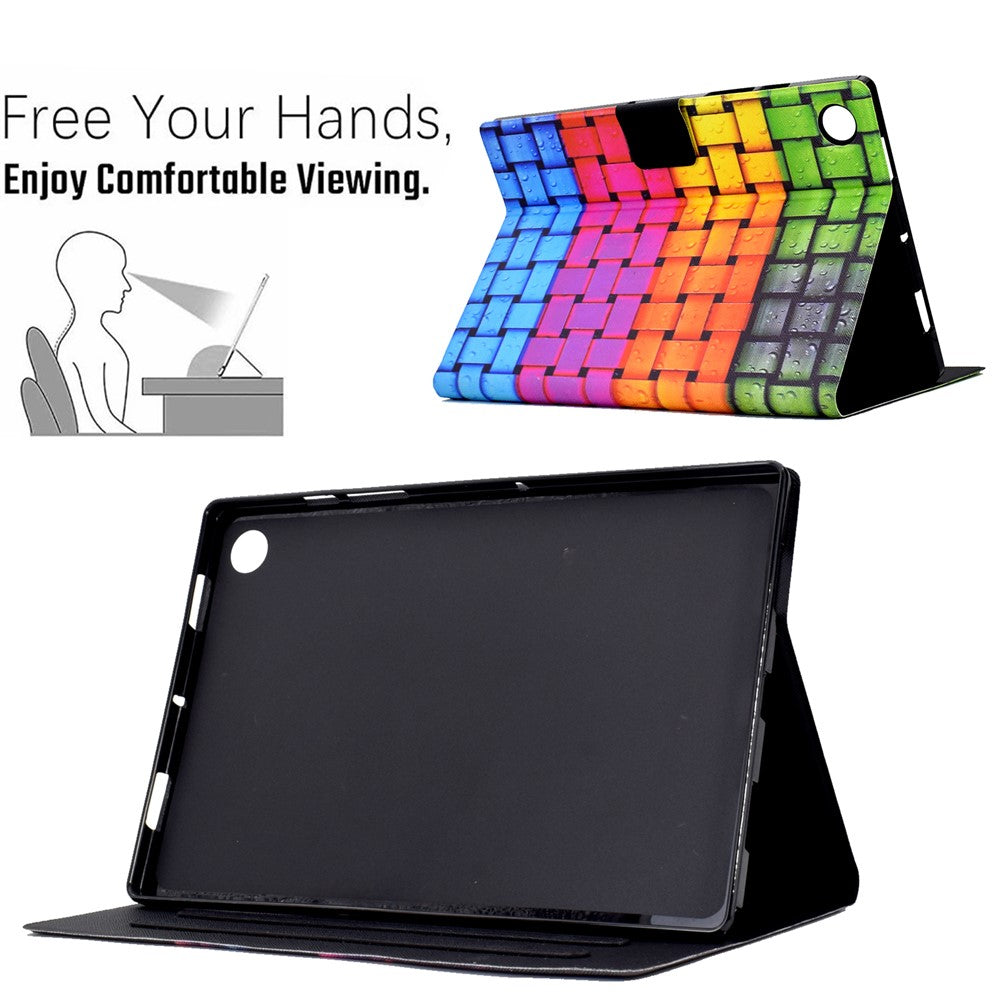 Protective Case for Lenovo Tab M10 (Gen 3) PU Leather Flip Cover Pattern Printed Tablet Stand Case with Card Slots - Knitted Strip