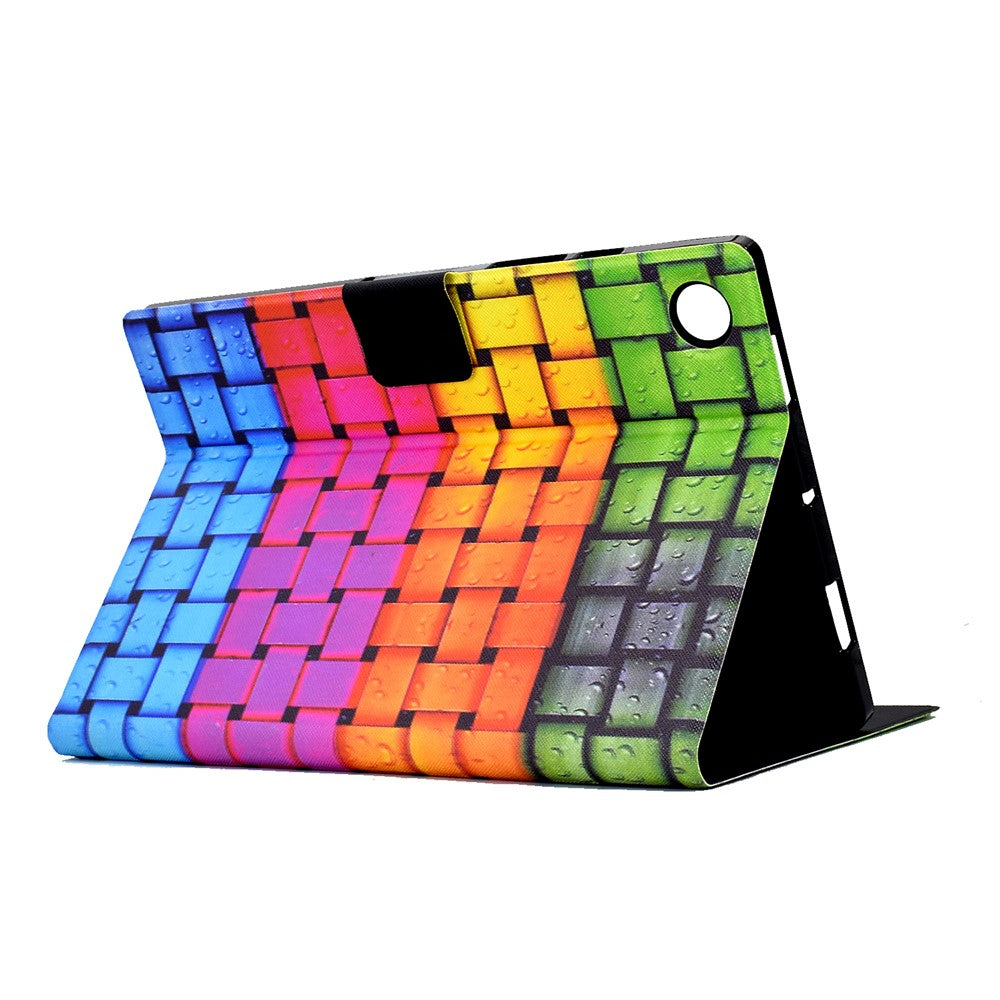 Protective Case for Lenovo Tab M10 (Gen 3) PU Leather Flip Cover Pattern Printed Tablet Stand Case with Card Slots - Knitted Strip