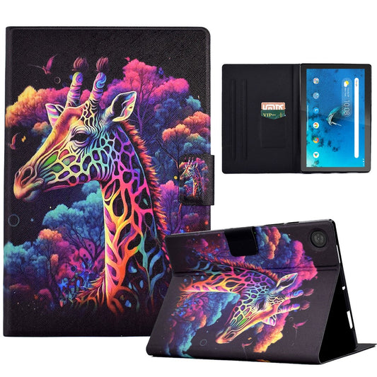 Protective Case for Lenovo Tab M10 (Gen 3) PU Leather Flip Cover Pattern Printed Tablet Stand Case with Card Slots - Giraffe