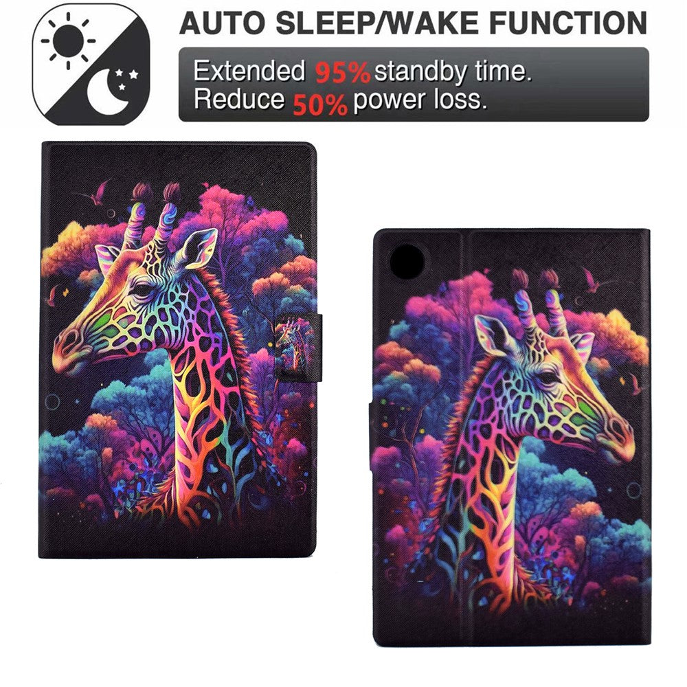 Protective Case for Lenovo Tab M10 (Gen 3) PU Leather Flip Cover Pattern Printed Tablet Stand Case with Card Slots - Giraffe