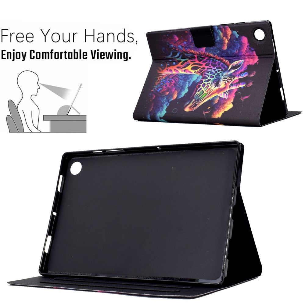 Protective Case for Lenovo Tab M10 (Gen 3) PU Leather Flip Cover Pattern Printed Tablet Stand Case with Card Slots - Giraffe