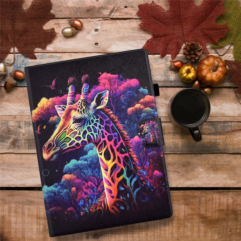 Protective Case for Lenovo Tab M10 (Gen 3) PU Leather Flip Cover Pattern Printed Tablet Stand Case with Card Slots - Giraffe