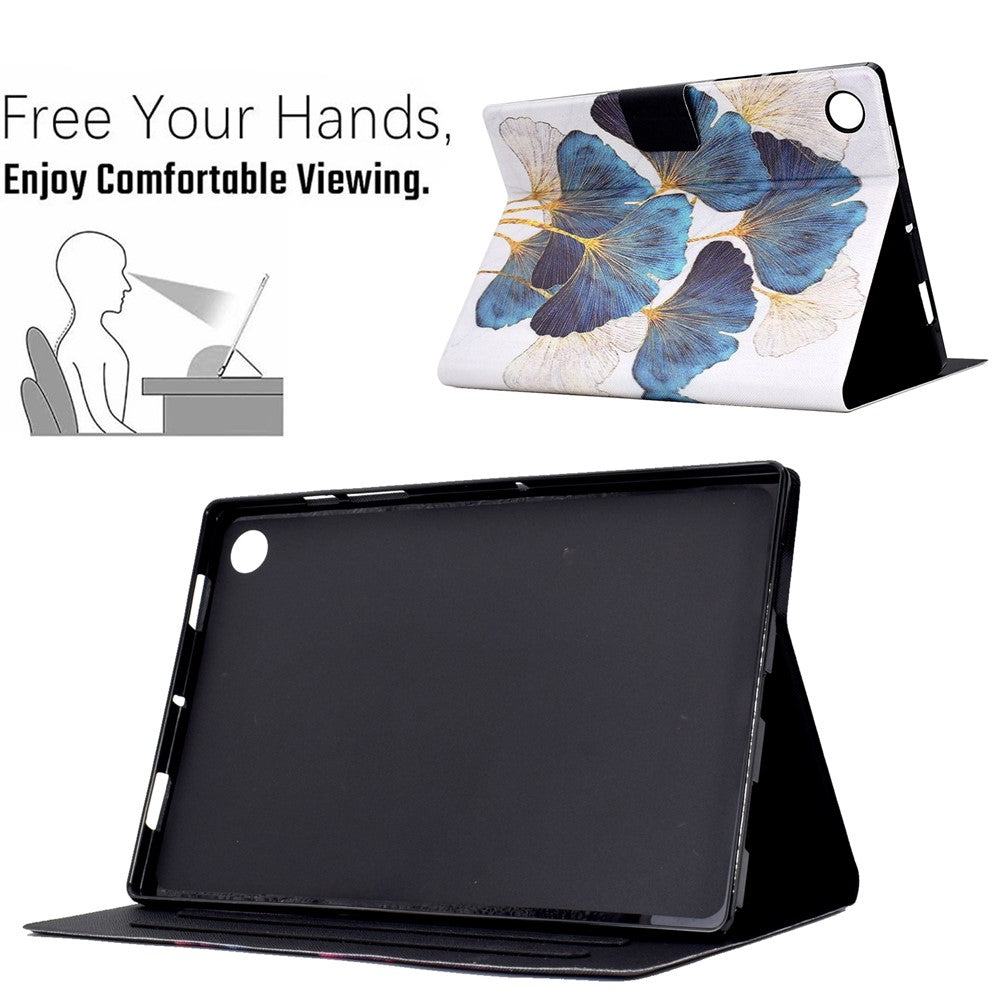 Protective Case for Lenovo Tab M10 (Gen 3) PU Leather Flip Cover Pattern Printed Tablet Stand Case with Card Slots - Leaf