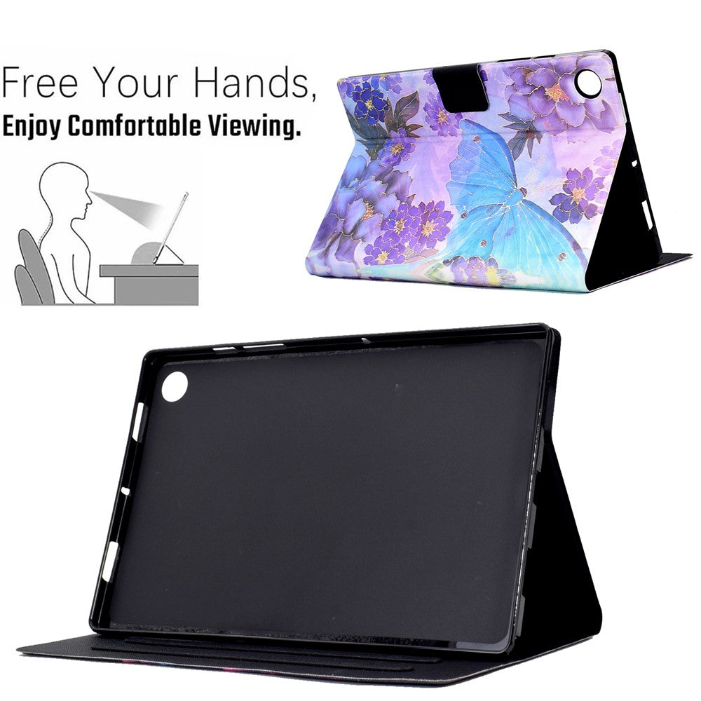 Protective Case for Lenovo Tab M10 (Gen 3) PU Leather Flip Cover Pattern Printed Tablet Stand Case with Card Slots - Peony Butterfly